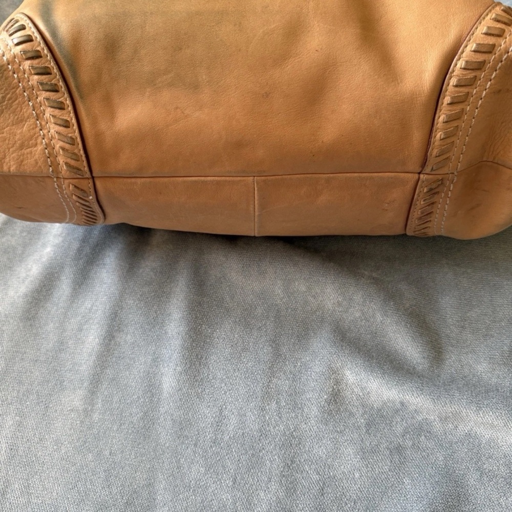 Coach Poppy Whipstitch Natural Leather Brass Glam Tote Purse Large Shoulder Bag - Picture 15 of 16